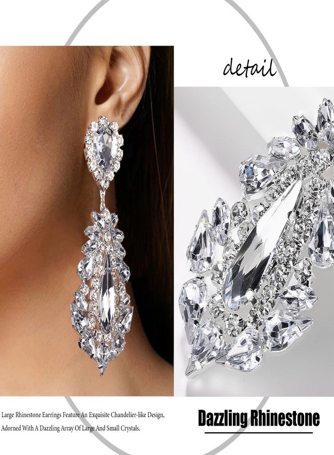 XSBODY Prom Drop Chandelier Earrings for Women Dangling Bling Hypoallergenic Large Rhinestone Earrings Formal Wedding Jewelry - Image 4